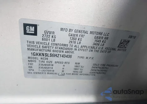 2017 GMC Acadia Sle-2 from USA, damaged, VIN 1GKKNSLS6HZ143436
